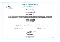 Certified Courses Forklift Training Centre Ftc South Nz Limited